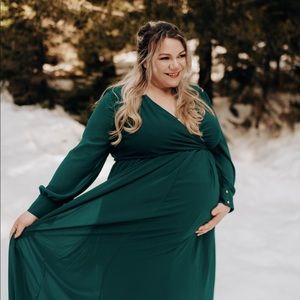 Plus Size Long Sleeve Maternity Maxi Dress